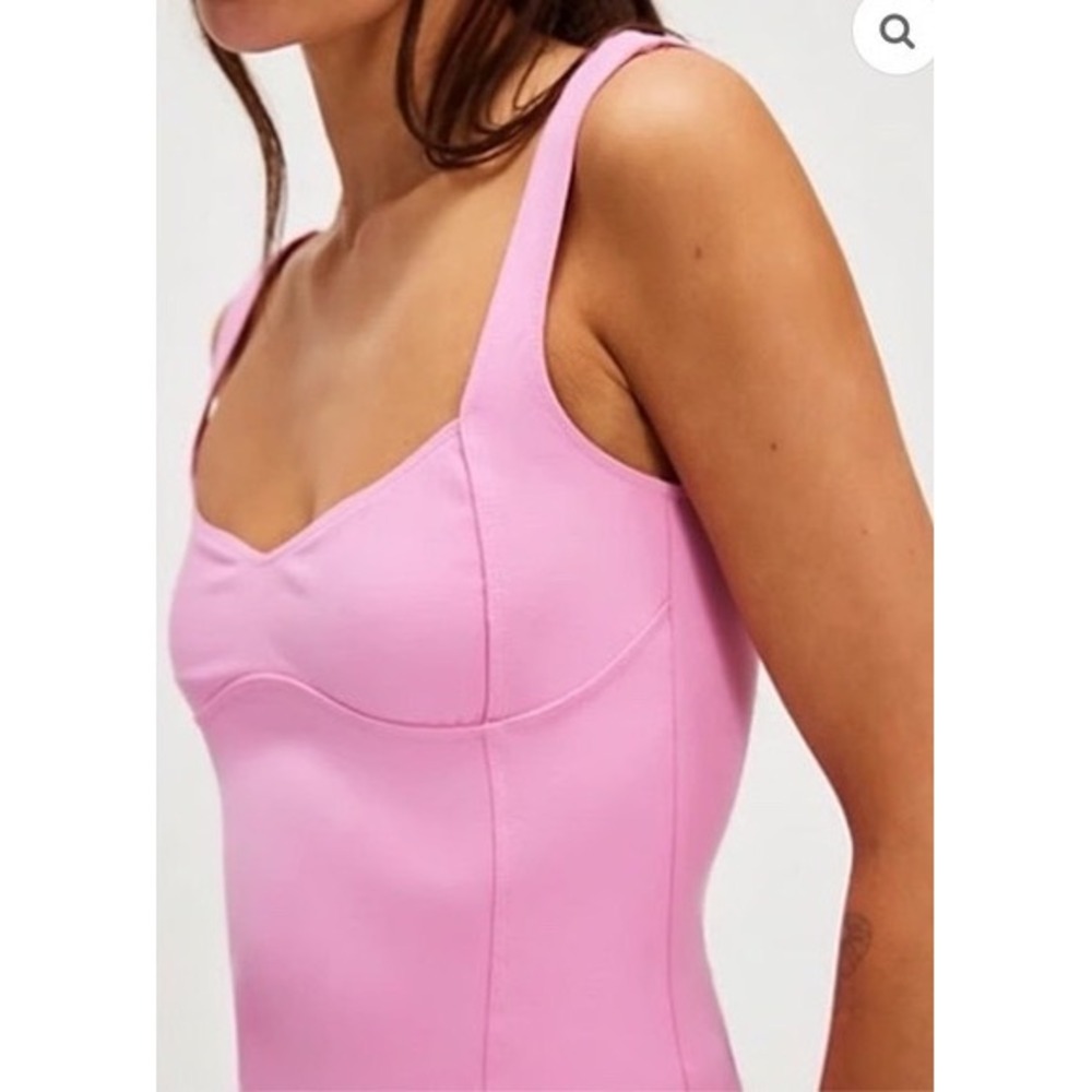 Free People Pink Somewhere Sometime Tank Top Sweetheart Neck Camisole Large - Picture 2 of 6